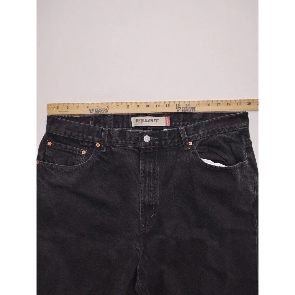 Levis 505 Jeans Black Straight Leg 40x32 Made In Mexico  2005 Vintage Faded